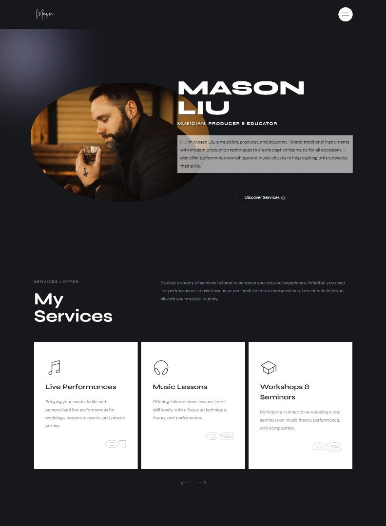 Project website for musician teacher discography